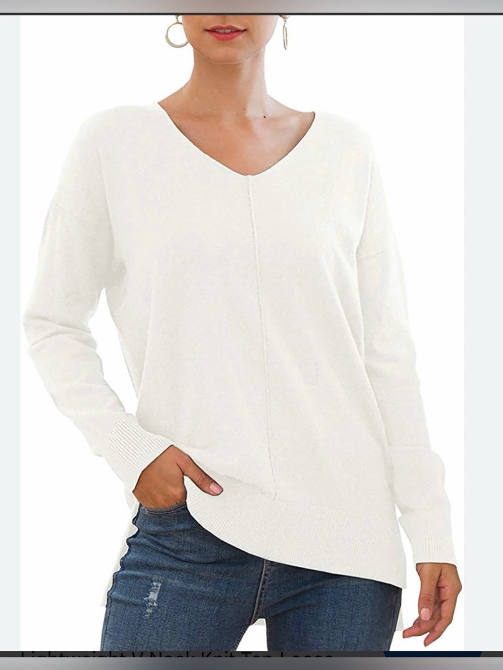 Poof! V-Neck Cream Knit Sweater